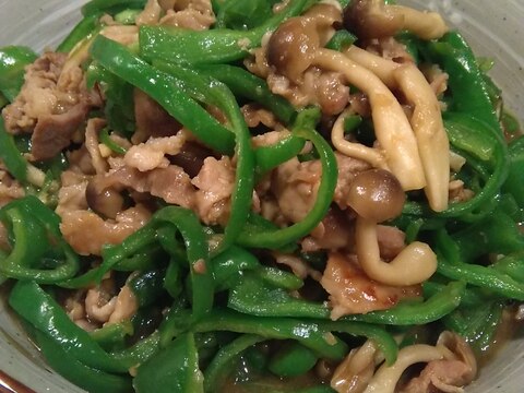 ピーマン、豚肉、しめじのチンジャオロース風♪